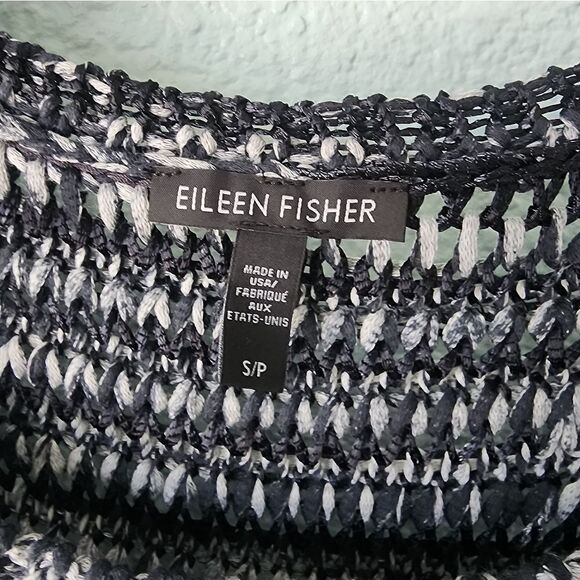 Eileen Fisher open net coastal sweater blouse minimalist contemporary - Picture 9 of 9